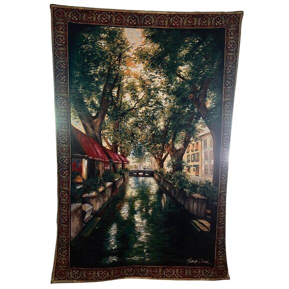 Vintage Bruges Belgium Canal Tapestry Wall Hanging Home Decor 77 X 53